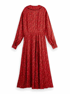 Scotch & Soda Long-Sleeved Pleated Midi Dress 21 Scotch & Soda Long-Sleeved Pleated Midi Dress -Scotch & Soda 169573 Space 20Floral 20Electric 20Red BCK