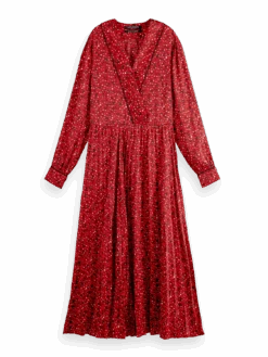 Scotch & Soda Long-Sleeved Pleated Midi Dress 20 Scotch & Soda Long-Sleeved Pleated Midi Dress -Scotch & Soda 169573 Space 20Floral 20Electric 20Red FNT
