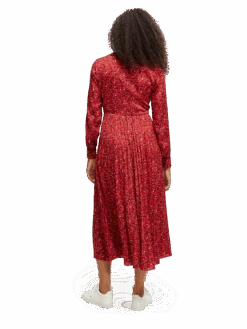 Scotch & Soda Long-Sleeved Pleated Midi Dress 24 Scotch & Soda Long-Sleeved Pleated Midi Dress -Scotch & Soda 169573 Space 20Floral 20Electric 20Red MDL BCK
