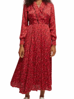 Scotch & Soda Long-Sleeved Pleated Midi Dress 19 Scotch & Soda Long-Sleeved Pleated Midi Dress -Scotch & Soda 169573 Space 20Floral 20Electric 20Red NHD DTL1