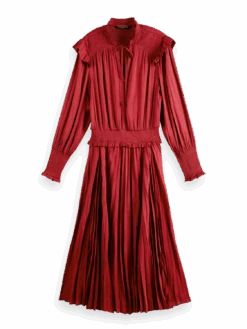 Scotch & Soda Smocked Midi Dress -Scotch & Soda 169621 Deep 20Raspberry FNT