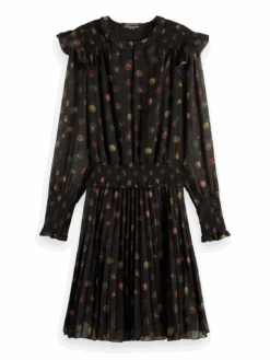 Scotch & Soda Printed Smocked Mini Dress -Scotch & Soda 169628 Planets FNT