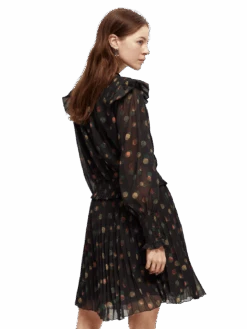 Scotch & Soda Printed Smocked Mini Dress -Scotch & Soda 169628 Planets MDL BCK