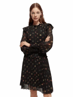 Scotch & Soda Printed Smocked Mini Dress -Scotch & Soda 169628 Planets MDL CRP