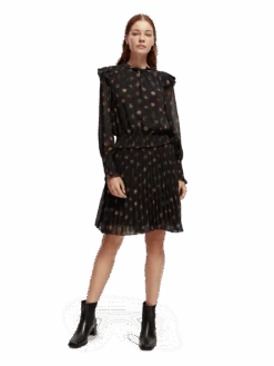 Scotch & Soda Printed Smocked Mini Dress -Scotch & Soda 169628 Planets MDL FNT