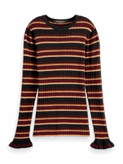 Scotch & Soda Fitted Ribbed Striped Sweater -Scotch & Soda 169758 Black 20Sky FNT