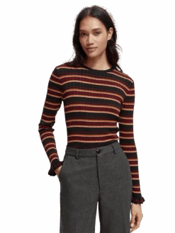 Scotch & Soda Fitted Ribbed Striped Sweater -Scotch & Soda 169758 Black 20Sky MDL CRP