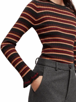 Scotch & Soda Fitted Ribbed Striped Sweater -Scotch & Soda 169758 Black 20Sky MDL DTL1