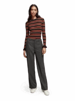 Scotch & Soda Fitted Ribbed Striped Sweater -Scotch & Soda 169758 Black 20Sky MDL FNT