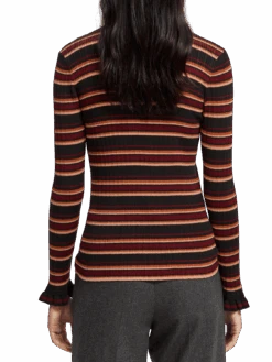 Scotch & Soda Fitted Ribbed Striped Sweater -Scotch & Soda 169758 Black 20Sky NHD BCK