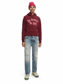 Scotch & Soda Felpa Artwork Hoodie -Scotch & Soda 169765 Bordeaux MDL FNT