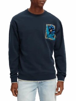 Scotch & Soda Loose Fit Organic Floral Artwork Sweatshirt