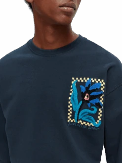 Scotch & Soda Loose Fit Organic Floral Artwork Sweatshirt 13 Scotch & Soda Loose Fit Organic Floral Artwork Sweatshirt -Scotch & Soda 169905 Night NHD DTL1