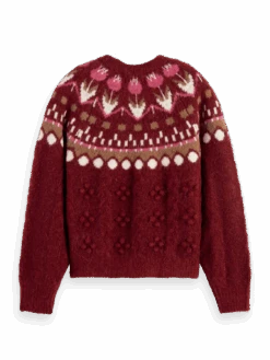 Scotch & Soda Cable Knit Fair Isle Sweater -Scotch & Soda 170040 Deep 20Raspberry BCK