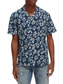 Scotch & Soda Printed Short-Sleeved Camp Shirt