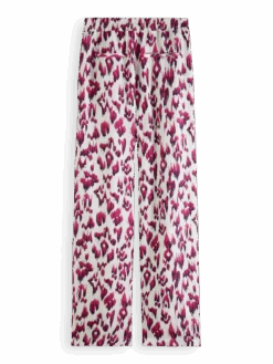 Scotch & Soda Gia Mid-Rise Wide-Leg Printed Elasticated Trousers -Scotch & Soda 170943 Brushed 20Ikat 20Cherry 20Pie BCK