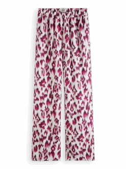 Scotch & Soda Gia Mid-Rise Wide-Leg Printed Elasticated Trousers -Scotch & Soda 170943 Brushed 20Ikat 20Cherry 20Pie FNT
