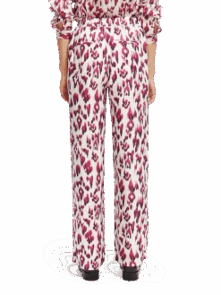 Scotch & Soda Gia Mid-Rise Wide-Leg Printed Elasticated Trousers -Scotch & Soda 170943 Brushed 20Ikat 20Cherry 20Pie NHD BCK