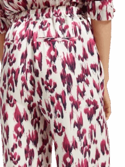 Scotch & Soda Gia Mid-Rise Wide-Leg Printed Elasticated Trousers -Scotch & Soda 170943 Brushed 20Ikat 20Cherry 20Pie NHD DTL1