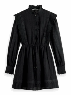 Scotch & Soda Broderie Anglaise Mini Organic Cotton Dress 15 Scotch & Soda Broderie Anglaise Mini Organic Cotton Dress -Scotch & Soda 170951 Black FNT