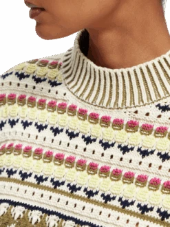 Scotch & Soda Mixed Stitch Sweater -Scotch & Soda 170984 White 20Sand NHD DTL1