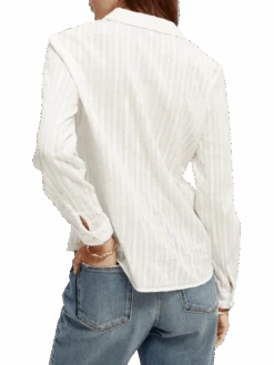 Scotch & Soda Regular Fit Organic Cotton Dobby Shirt -Scotch & Soda 171008 White NHD BCK