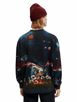 Scotch & Soda Printed Organic Cotton Felpa Sweatshirt -Scotch & Soda 171266 Combo 20B MDL BCK
