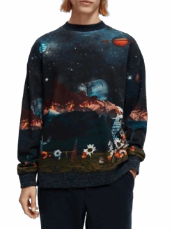 Scotch & Soda Printed Organic Cotton Felpa Sweatshirt