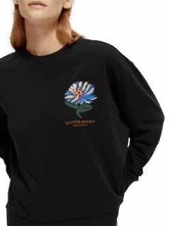 Scotch & Soda Loose Fit Embroidered Sweatshirt 13 Scotch & Soda Loose Fit Embroidered Sweatshirt -Scotch & Soda 171293 Black NHD DTL1
