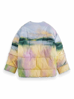 Scotch & Soda Oversized Water-Repellent Watercolour Puffer Jacket -Scotch & Soda 171318 Watercolour 20Landscape BCK