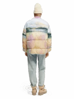 Scotch & Soda Oversized Water-Repellent Watercolour Puffer Jacket -Scotch & Soda 171318 Watercolour 20Landscape MDL BCK