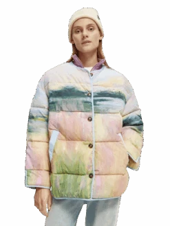 Scotch & Soda Oversized Water-Repellent Watercolour Puffer Jacket -Scotch & Soda 171318 Watercolour 20Landscape MDL CRP