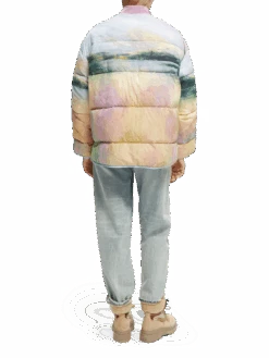 Scotch & Soda Oversized Water-Repellent Watercolour Puffer Jacket -Scotch & Soda 171318 Watercolour 20Landscape NHD BCK