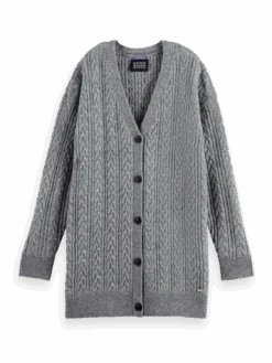 Scotch & Soda Wool-Blended Cable Knit Cardigan -Scotch & Soda 171390 Grey 20Melange FNT