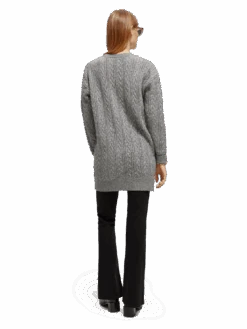 Scotch & Soda Wool-Blended Cable Knit Cardigan -Scotch & Soda 171390 Grey 20Melange MDL BCK