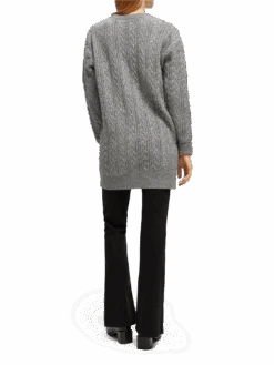 Scotch & Soda Wool-Blended Cable Knit Cardigan -Scotch & Soda 171390 Grey 20Melange NHD BCK