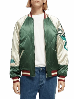 Scotch & Soda Embroidered Satin Bomber Jacket