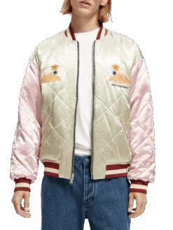 Scotch & Soda Embroidered Satin Bomber Jacket -Scotch & Soda 171434 Combo 20A NHD DTL1