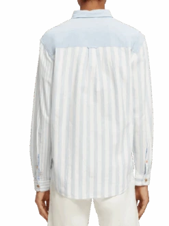 Scotch & Soda Relaxed Fit Lightweight Mixed Chambray Shirt -Scotch & Soda 171606 Sea 20Blue NHD BCK