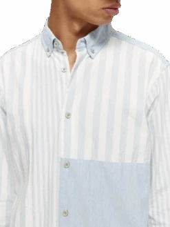 Scotch & Soda Relaxed Fit Lightweight Mixed Chambray Shirt -Scotch & Soda 171606 Sea 20Blue NHD DTL1