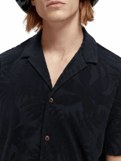 Scotch & Soda Printed Jacquard Camp Shirt -Scotch & Soda 171639 Navy NHD DTL1