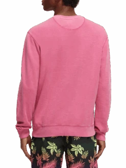 Scotch & Soda Garment-Dyed Crewneck Sweatshirt -Scotch & Soda 171652 Cerise NHD BCK