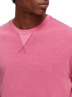 Scotch & Soda Garment-Dyed Crewneck Sweatshirt -Scotch & Soda 171652 Cerise NHD DTL1