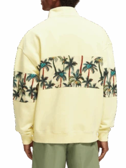Scotch & Soda Garment-Dyed High-Neck Sweatshirt -Scotch & Soda 171660 Banana NHD BCK