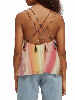 Scotch & Soda Pleated V-Neck Tank Top -Scotch & Soda 171786 Rainbow 20Ombre NHD BCK
