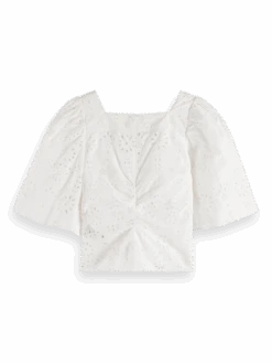 Scotch & Soda Flutter Sleeved Organic Cotton Top -Scotch & Soda 171884 White BCK