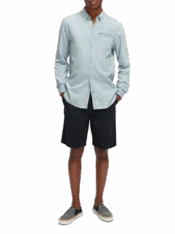 Scotch & Soda Regular Fit Denim Shirt With Sleeve Adjustment -Scotch & Soda 172230 Bleached 20Indigo NHD FNT