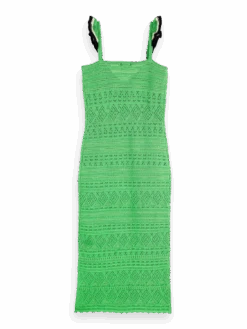 Scotch & Soda Knitted Pointelle V-Neck Midi Dress -Scotch & Soda 172301 Bright 20Parakeet BCK
