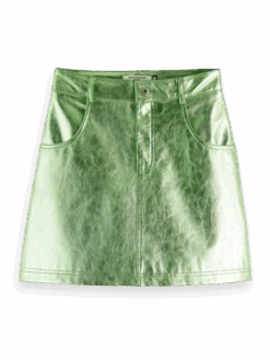 Scotch & Soda Metallic Leather Mini Skirt -Scotch & Soda 172330 Fresh 20Mint FNT