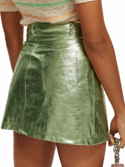 Scotch & Soda Metallic Leather Mini Skirt -Scotch & Soda 172330 Fresh 20Mint NHD DTL1